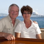 Frances and Michael on board Tenacious with A at anchor in Deadman's Bay