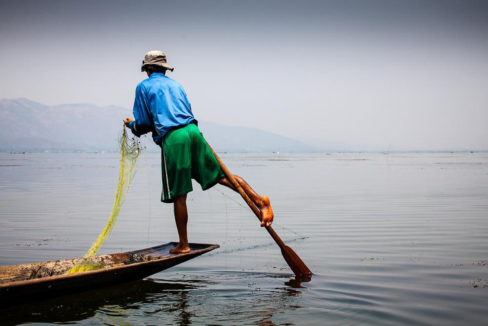 Fisherman on Inle Lake, Myanmar, by Bella Falk.