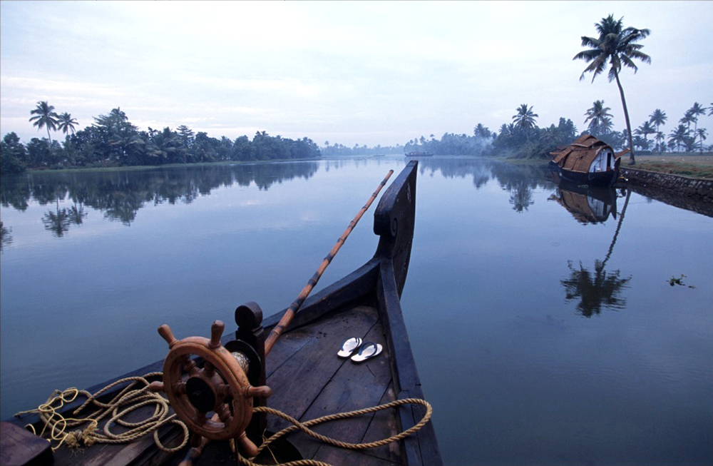 Karoki Lewis photographed a houseboat converted from a traditional rice barge on the Kerala backwaters, south India