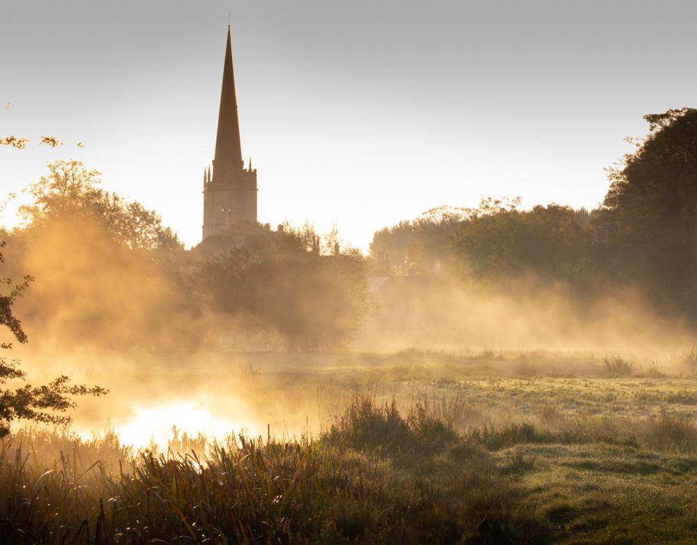 William Gray photographed dawn mist rising above the River Windrush at Burford in the Cotswolds