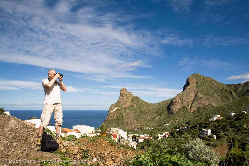 A member of the British Guild of Travel Writers photographs a landscape in Tenerife during the 2010 AGM