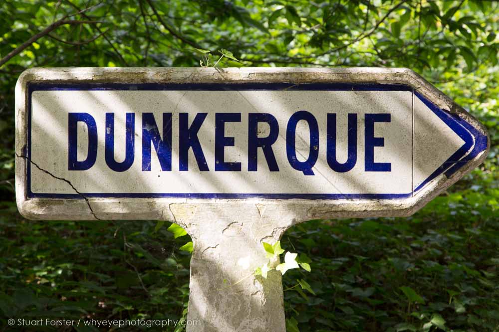 Sign for Dunkerque (Dunkirk) in northern France