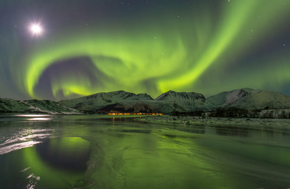 The northern lights over Norway's remote Vesteralen Islands by Sue Watt.