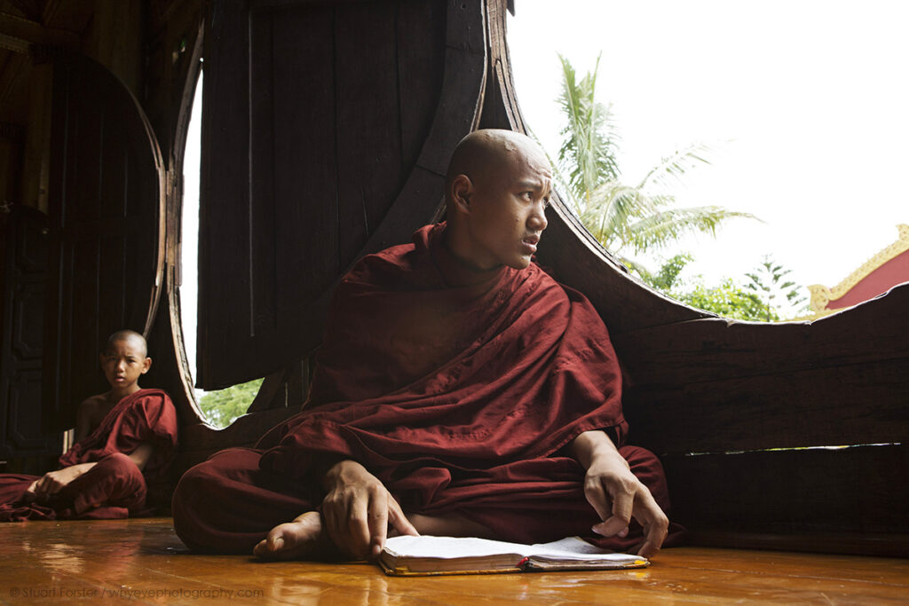 Buddhist monks at Shwe Yan Pyay Monastery at Taunggyi, Myanmar